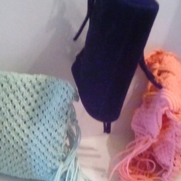 Set Of Three Colorful Boho Crossbody Woven And Faux Suede - Picture 7 of 7